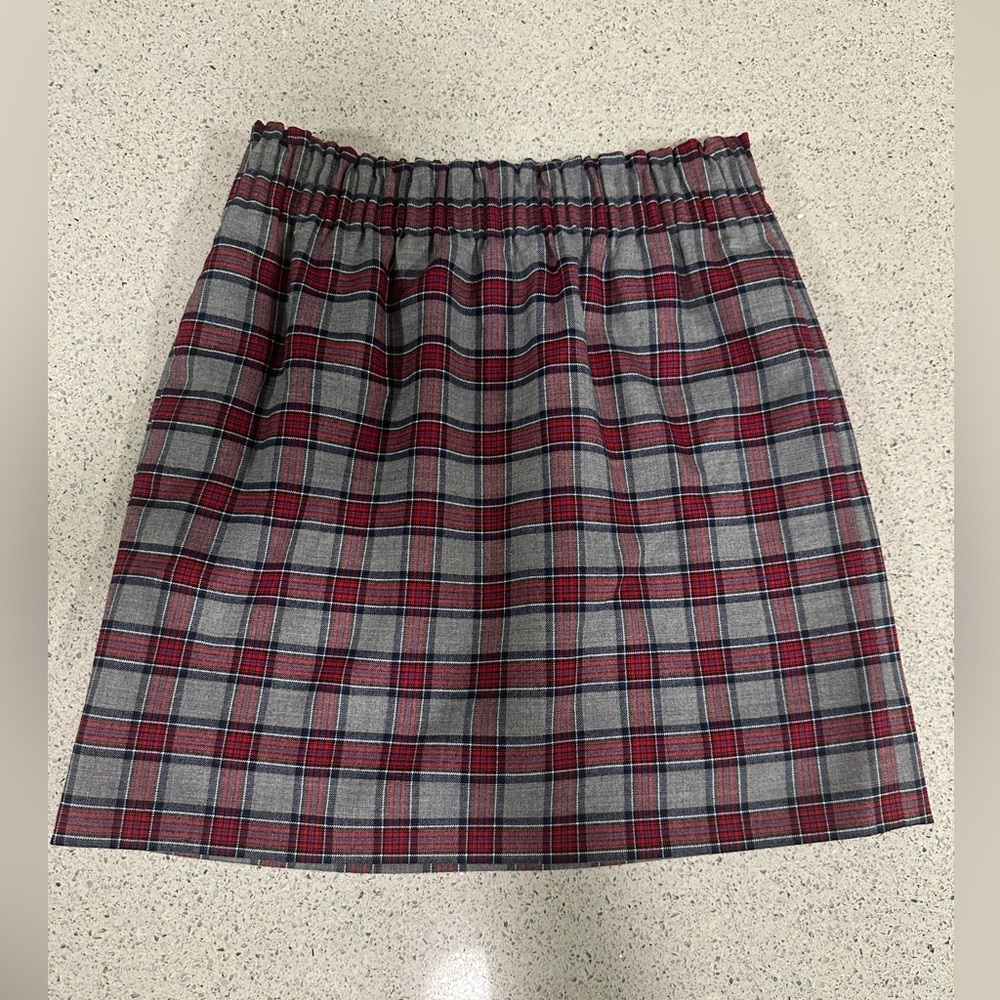 J. Crew Red and Gray A-Line Mini Skirt With Pockets 0 XS